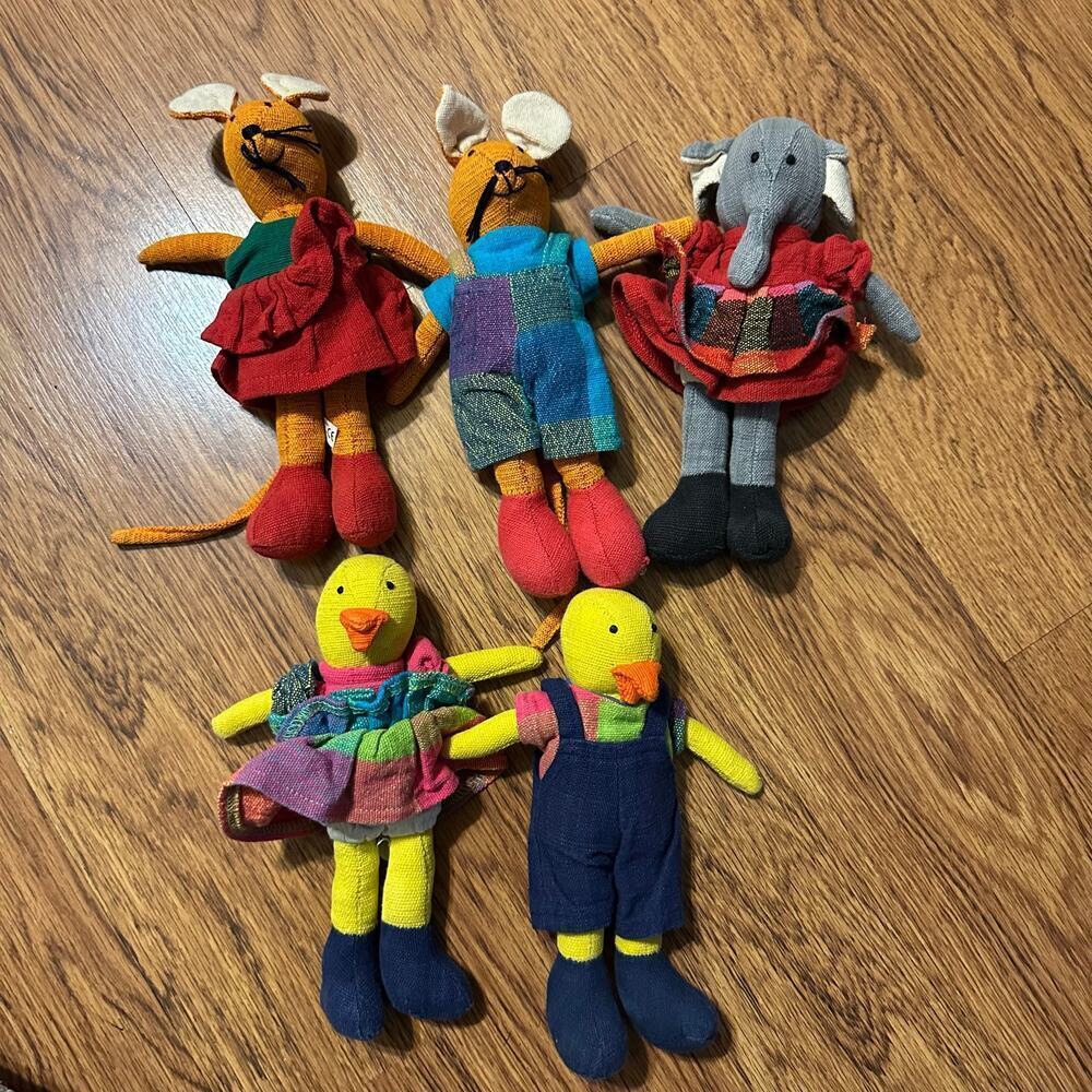 Toy Unisex Cotton Cloth Toys Five Animals Clothed stuff animals multicolor